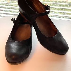 Dansko Loralie Black Nubuck Wedge Mary Jane Sz 38